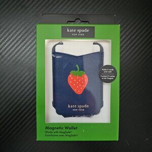 Kate Spade New York Blue Strawberry Magnetic Phone Wallet Works w. MagSafe